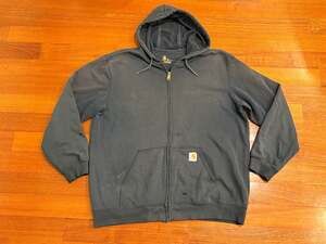 Vintage Carhartt Original Fit Full-Zip Hoodie Navy SZ XL Heavily Distressed